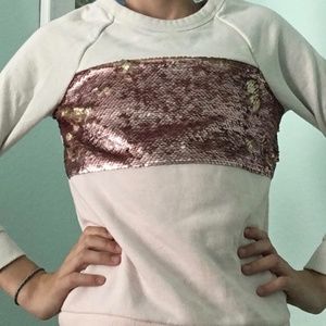 Rose Gold and Gold Sequined Sweater